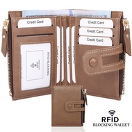 Wallet for Man Card Holder Wallet Card Wallet Men Men Wallet Men's Casual RFID Blocking Multi-Card Double Zipper Pocket Short Wallet Unisex Bifold Wallet Small Purse