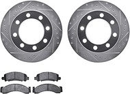 Dynamic Friction Company Front Brake Rotors-Drilled and Slotted-Silver with 5000 Advanced Brake Pads