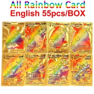 55Pcs/Box Kartu Koleksi Pokemon Mainan Kartu Pokemon Tcg Kotak Dek Kartu Foil Emas Berbagai Macam Ka