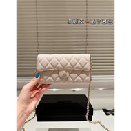 CHN277 Diamond Check Caviar Gold Chain Bag