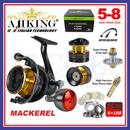 5-8kg Ajiking Mackerel Spinning Fishing Reel Freshwater Mesin Pancing 1000-6000 Air Tawar Pancing TC