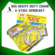 LC135/SRL110/RXZ/Y125Z/Y125ZR SSS HEAVY DUTY CHAIN & STEEL SPROCKET FRONT/REAR/ CHAIN 428 33T/34T/35