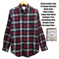 KEMEJA Brooks Brothers Slim Fit men's flannel shirt with button down