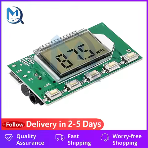 87-108MHZ FM Radio Transmitter/Receiver Module LCD Digital Display 3.0V-5.0V DSP PLL Auto Search for
