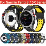 For Garmin Fenix 5X Plus Fenix 3 HR Sapphire QuickFit dual color watch strap with double buckles and silicone strap