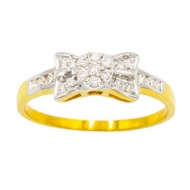 Happy Jewelry แหวนโบว์ มีบ่าข้าง 🎀 สวย ทองแท้ 9k 37.5% เพชรเกสร ME869