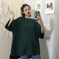 Special plus size fat mmT t-shirt woman 200 pounds fat plus size short sleeveskorean style Loose lym