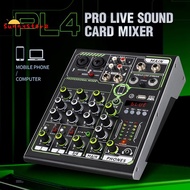 Live Sound Card Mixer Console PL4 PRO 4 Channel DSP Effects Professional with Bluetooth USB Interface for Music Lover Durable Easy Install