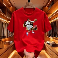 Iverson basketball print T-shirt unisex round neck star themed T-shirt trendy sports style half slee