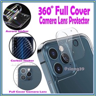 （Great. Cell phone case）iPhone 11 Pro Max 12 Pro Max 13 Pro Max Mini Full Cover Tempered Glass Camera Lens Protector Aurora Carbon Back Sticker