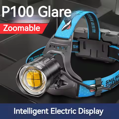 Smilling Shark K808 Super Bright Headlight LED P100 8000LM Headlamp Rechargeable Zoomable Head Flash
