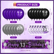 Purple 13th Birthday Decorations for Girls, Black Purple Silver Happy 13th Birthday Yard Banner and 