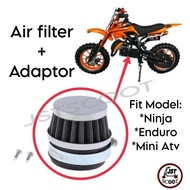 Air filter+Adaptor for 49cc Pocket bike Enduro and ninja Mini Atv