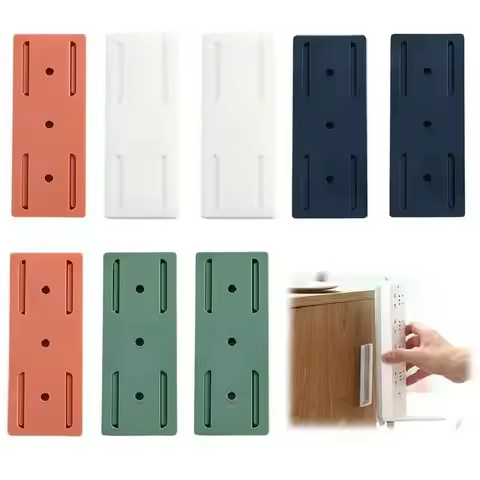 4pcs Self Adhesive Power Strip Fixator Punch-Free Wall-Mounted Power Strip Holder for Home WiFi Rout