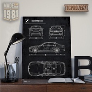 bmw M5 E60 Sketch Poster Wall Decoration Display