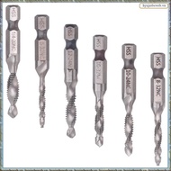 6Pcs Drill Tap Set Hex Shank SAE Combination Drill and Tap Bit Set HSS 4341  Tap Deburr Drill Bit