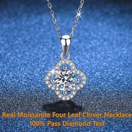 Real Moissanite Four Leaf Clover Design D color Elegant Necklace S925 Sterling Silver necklace for w