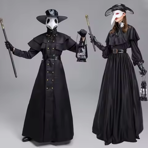 Plague Doctor Cosplay Dress Set Halloween Costume Medieval Punk Birdman Masquerade Party Props Femal