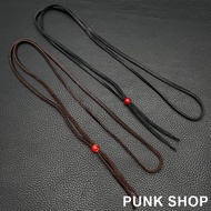 GOROS Style Genuine Leather Feather Deerskin Rope Necklace Black Sweater Chain 3786