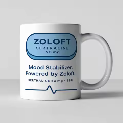Zoloft Mood Stabilizer Mug Sertraline Antidepressant Humor Gift for Therapists Nurses Psychiatrists 