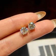 1 Pair 0.1ct-2ct 4-Prong Round D-Color Moissanite Diamond Stud Earrings, Elegant S925 Sterling Silve