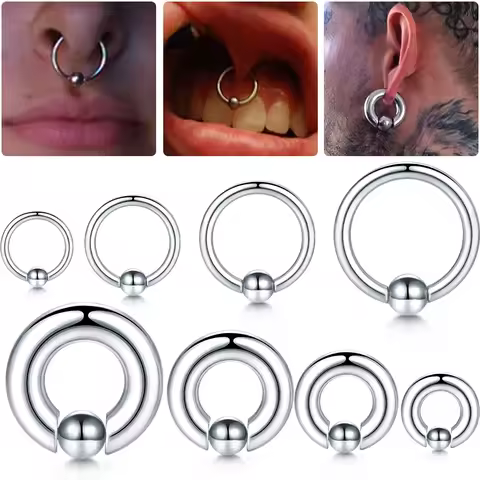 1PC Steel Captive Bead Ring Eyebrow Tragus Cartilage Piercings Lip Nose Hoop Ring Ear Gauges Earring
