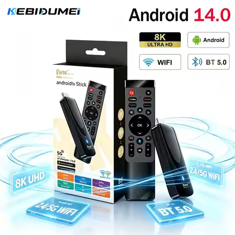KEBIDUMEI 16GB TV Stick 8K 4K Streaming Android 14.0 Smart TV98 ATV Stick Dual-Band WiFi 4G 5G Porta