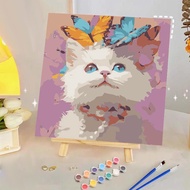 Cat Diy Digital Oil Painting Simple Manual Coloring Painting D9b7
