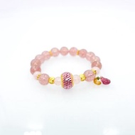 寶麗金珠寶-粉紅琉璃珠黃金造型手鍊