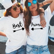 Best Friends T shirt Women T-shirt  Short Sleeve Sister Bff T Shirt Women Tshirt Top White Casual Te