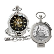 U.S. Coin Pocket Watch with Skeleton Movement | Statue of Liberty Commemorative Half Dollar | Sweepi