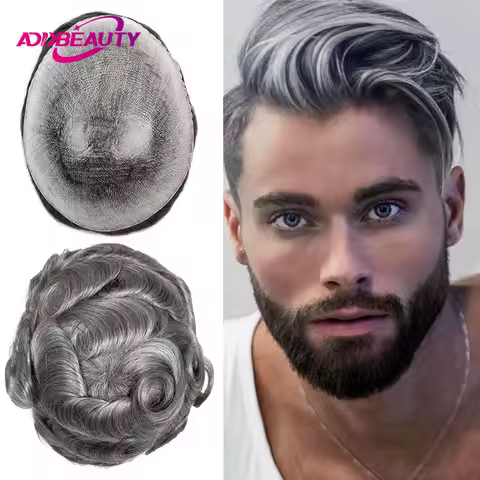 ISKIN Men Toupee Human Hair Full PU 0.12cm Men's Capillary Prosthesis With Knots Indian Remy Hair Sy