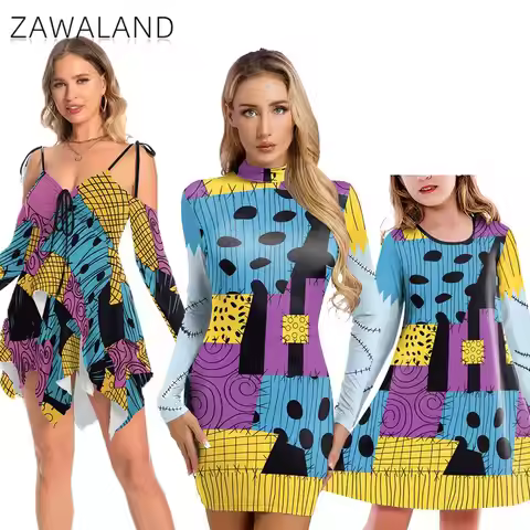 Halloween Costumes Sally Dress Family matching Outfits Cosplay Party Nightmare Before Christmas Clot