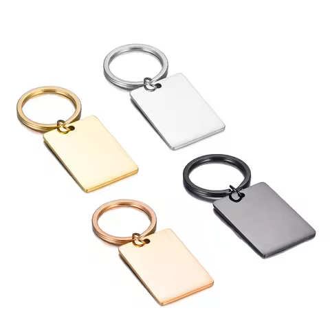 5Pcs 28X40mm Mirror polishing Blank ID Tag Stainless Steel Rectangle Keychain For DIY Accessories Cu