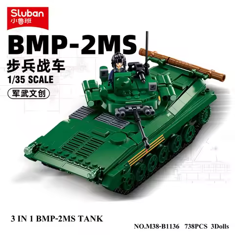 Sluban New WW2 Military 3 IN 1 The BMP-2MS Medium Tank Building Blocks Soldiers Army Bricks MBT Toys