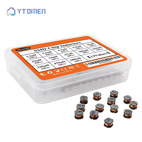 130PCS CD54 Power Inductor Kit 13 Values, Non-Shielded Wire Wound SMD 2.2uH~680uH Inductor Assortmen