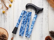 長輩生日禮物/ 母親節禮盒/ 登山/ 繽紛生活折疊手杖-藍色佩斯里