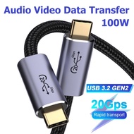 USB Type C Cable Support Audio Video 60W 100W 1m 1.5m 2m 3m 4K 20Gbps Fast Charge Data Braided Cable