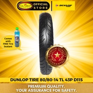DUNLOP TIRE 80/80-14 43P D115 (Tubeless)