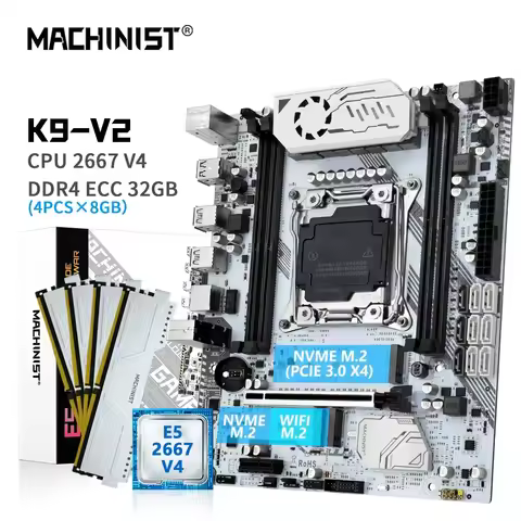 MACHINIST X99 K9 V2 Placa-mãe Combo Kit Xeon E5 2667 V4 CPU LGA2011-3 Processador 32GB DDR4 ECC Memó
