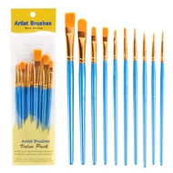 10 Pcs/set Professional Oil Paint Brushes Wooden Handle Painting Brushes Art Supply Stationery