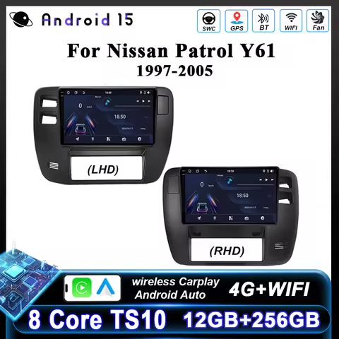 Android 15 Radio Stereo Bluetooth For Nissan Patrol Y61 1997-2005 Auto Multimedia Player GPS Navigat