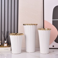 BW66/ Simple Modern Simple Luxury Ceramic Vase Gold Black White Crown Electroplated Ceramic Vase Flower Home Decoration