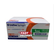 [UNIFINE] [1 BOX-100PCS] BRAND UNIFINE U-100 30G 8MM 1ML- Disposable Insulin Syringe