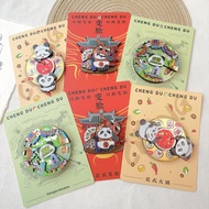 Chengdu Panda Base Rotating Magnetic Fridge Magnet Wooden Multilayer Dynamic Creative Cultural Touri