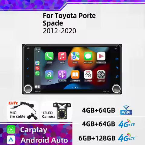 Android Multimedia 7" Stereo Screen Car Radio 2 Din for Toyota Porte Spade 2012-2020 Wireless Carpla