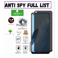 LAYAR Tempered Glass Anti Spy Full Oppo A5 A9 2020 A32 A52 A72 A92 A92s A33 A53 A53S A73 A93 A54 A74