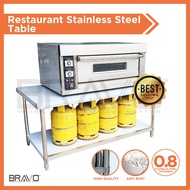 BRAVO [2 Layer 72x30 Inch] 6FT Stainless Steel Table Kitchen Meja Steel Rack 2Layer/2Tier Stainless Steel Kitchen Table Restaurant Stainless Steel Table Workbench Table Stainless Steel Kitchen Table Thickened Steel Table