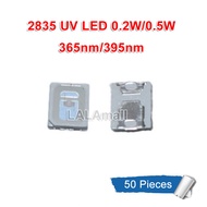 50ชิ้น/ล็อต2835 SMD UV LED แสงสีม่วง365nm 395nm 3โวลต์150ma 0.2วัตต์0.5วัตต์ไดโอดเปล่งแสง LEDs ลูกปั