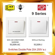 UMS 20A 1 Gang 1 Way Double Pole Switch (Neon) 9120N-J / 20A Heater Switch / 20A Air Cond Switch
